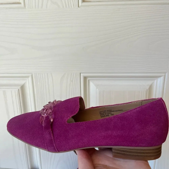 Violet & Red Simone Fuchsia Suede Chain Loafer Flats Size 7 New - Picture 4 of 6